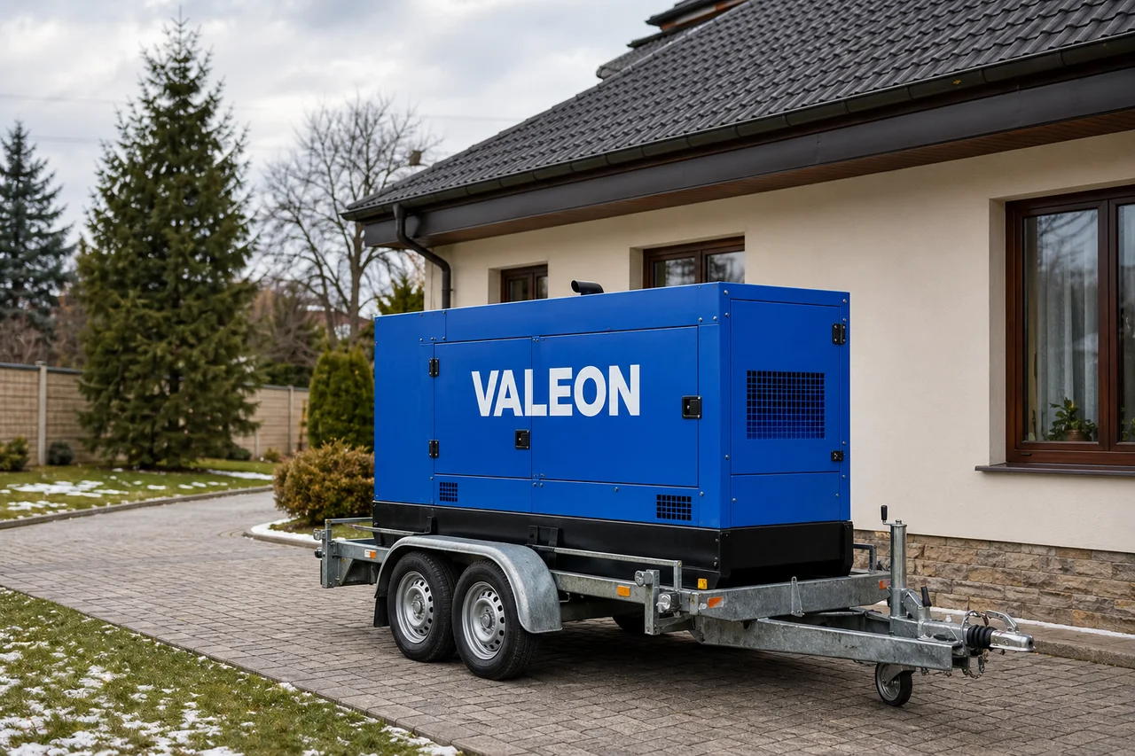 Kvalita ovzduší u domu a naftový agregát: co říkají normy a co praxe — mobilní elektrocentrála Valeon