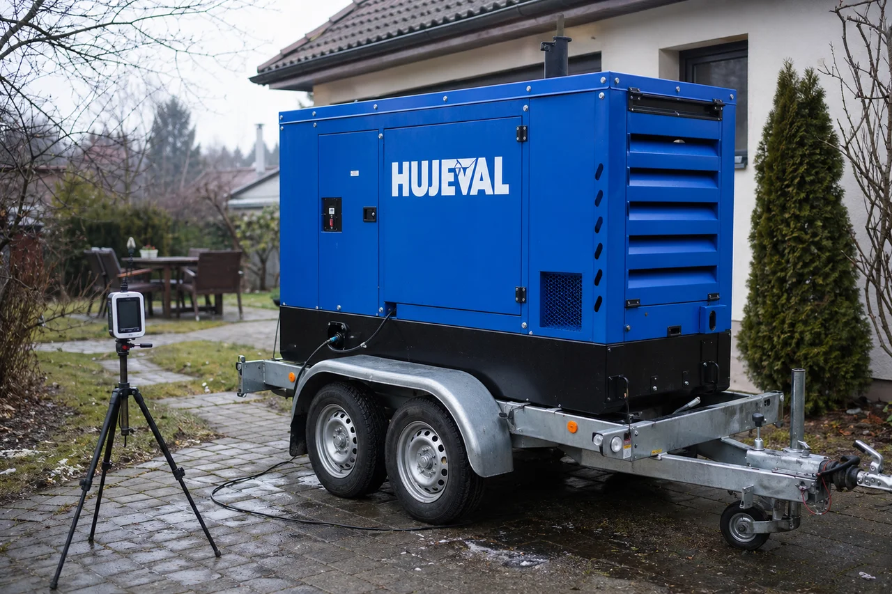 Ovzduší u rodinného domu se starým agregátem: měření, které nás překvapilo — mobilní elektrocentrála Hujeval
