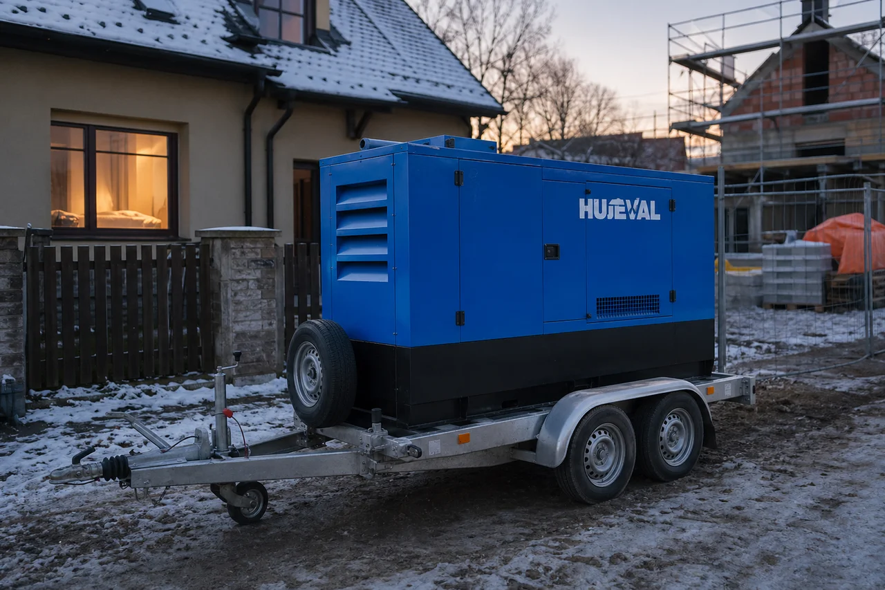 Spánek a hluk: rok jsme bydleli vedle stavby a takhle jsme to ustáli — mobilní elektrocentrála Hujeval