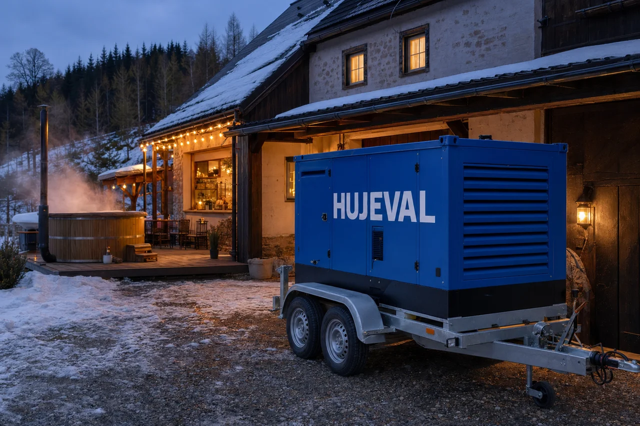 Mobilní elektrocentrála Hujeval v praxi — detail